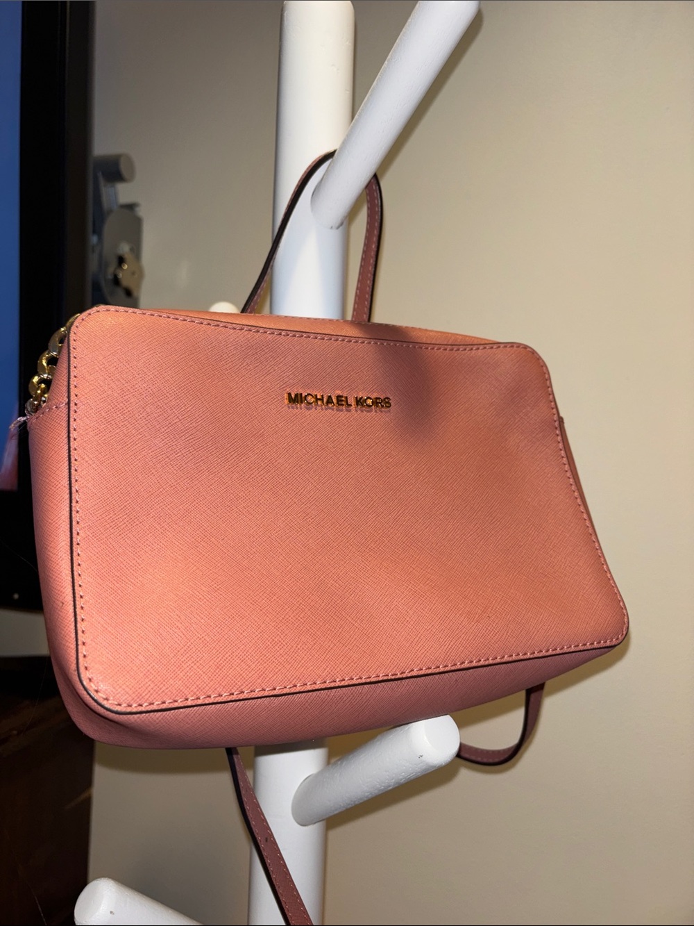 Michael Kors Coral-Peach Saffiano Crossbody Bag